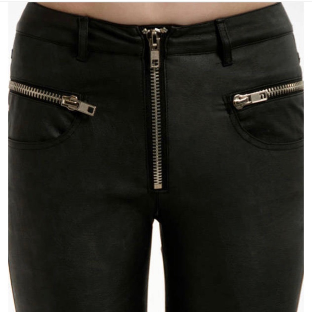 Black faux leather pants